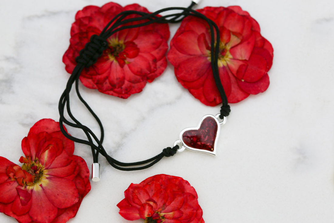 black cord heart bracelet