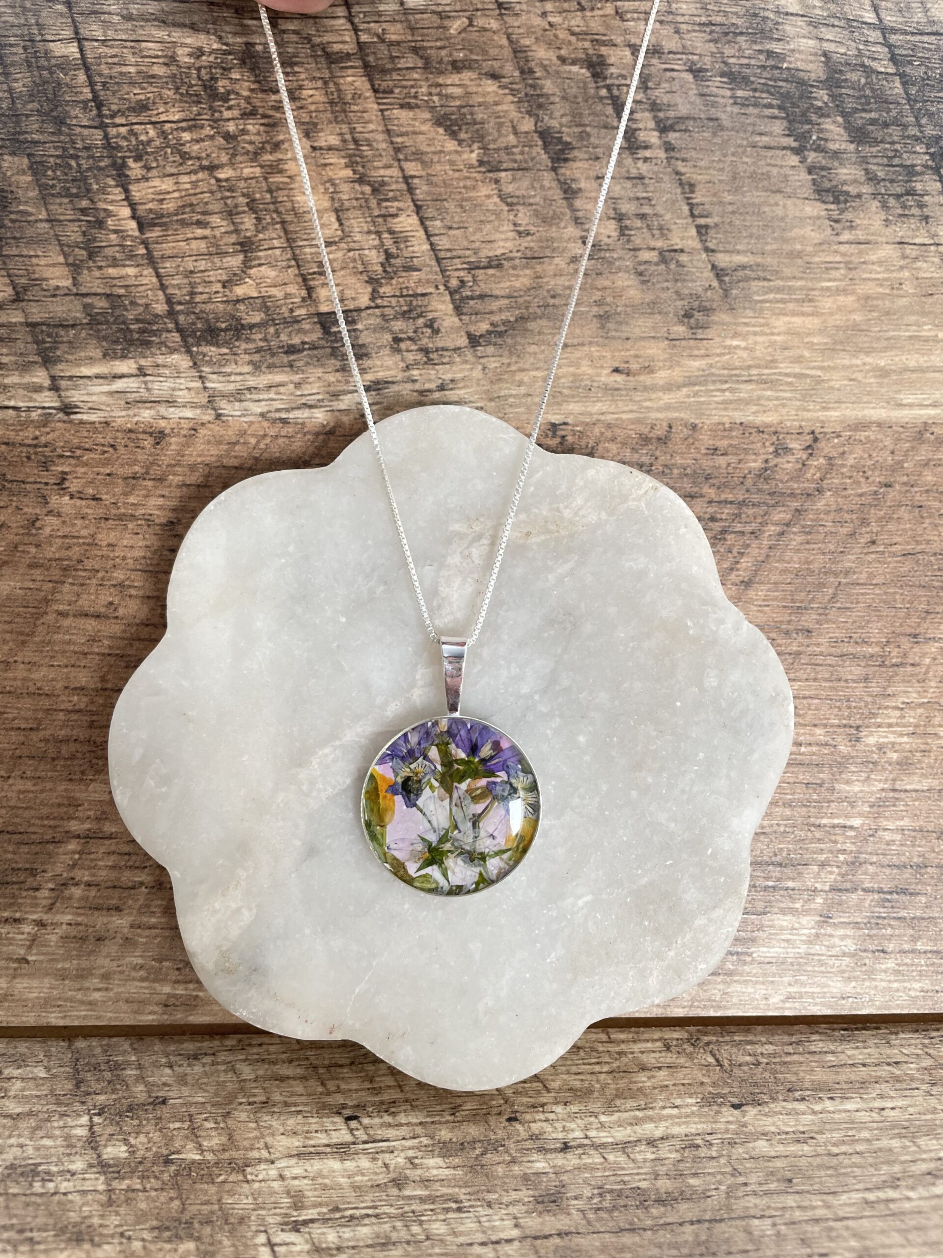 Marina Necklace with spring flower petals