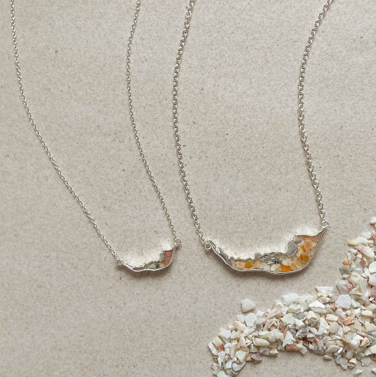 Suncatchers' Dream Sanibel Island Dune Personalized Jewelry Delicate Sanibel Island Necklace with beach sand from Sanibel.