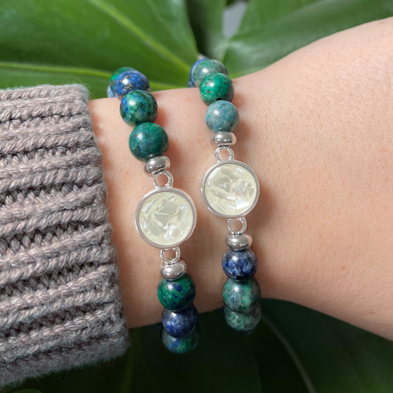 The Azurite beaded bracelet from Dune Jewelry is a great summer jewelry crystal jewelry choice!