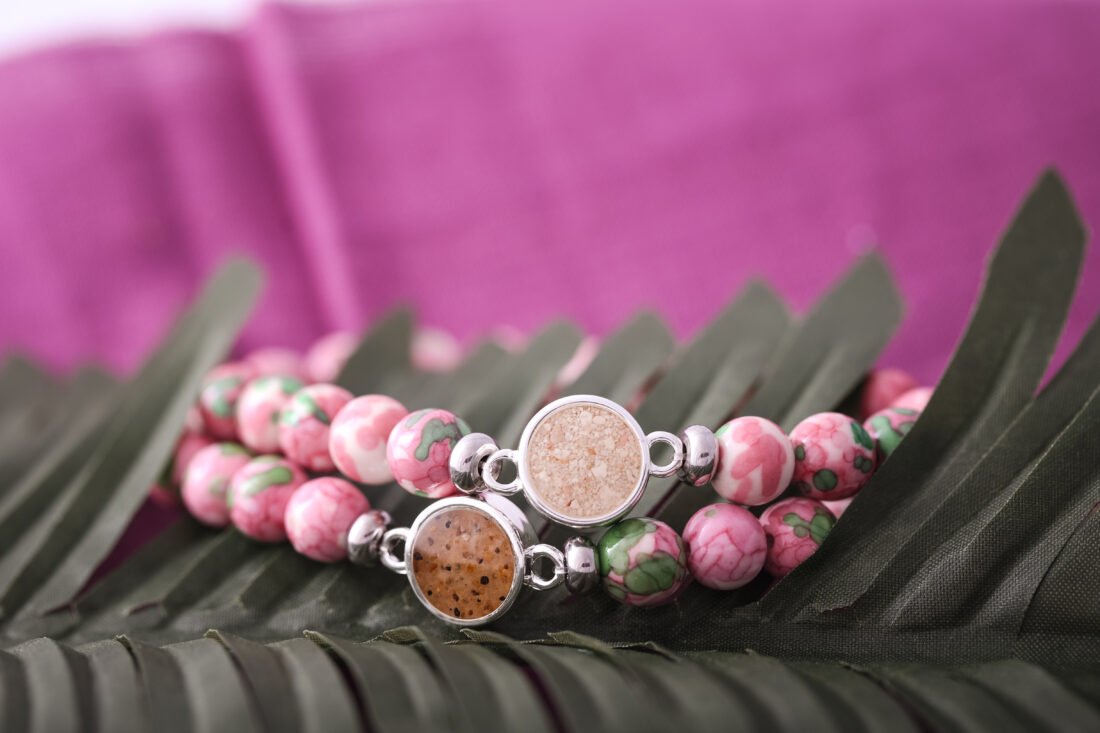 Dune Jewelry's Rain Flower Jade Beaded Bracelets, perfect crystal jewelry option for summer.