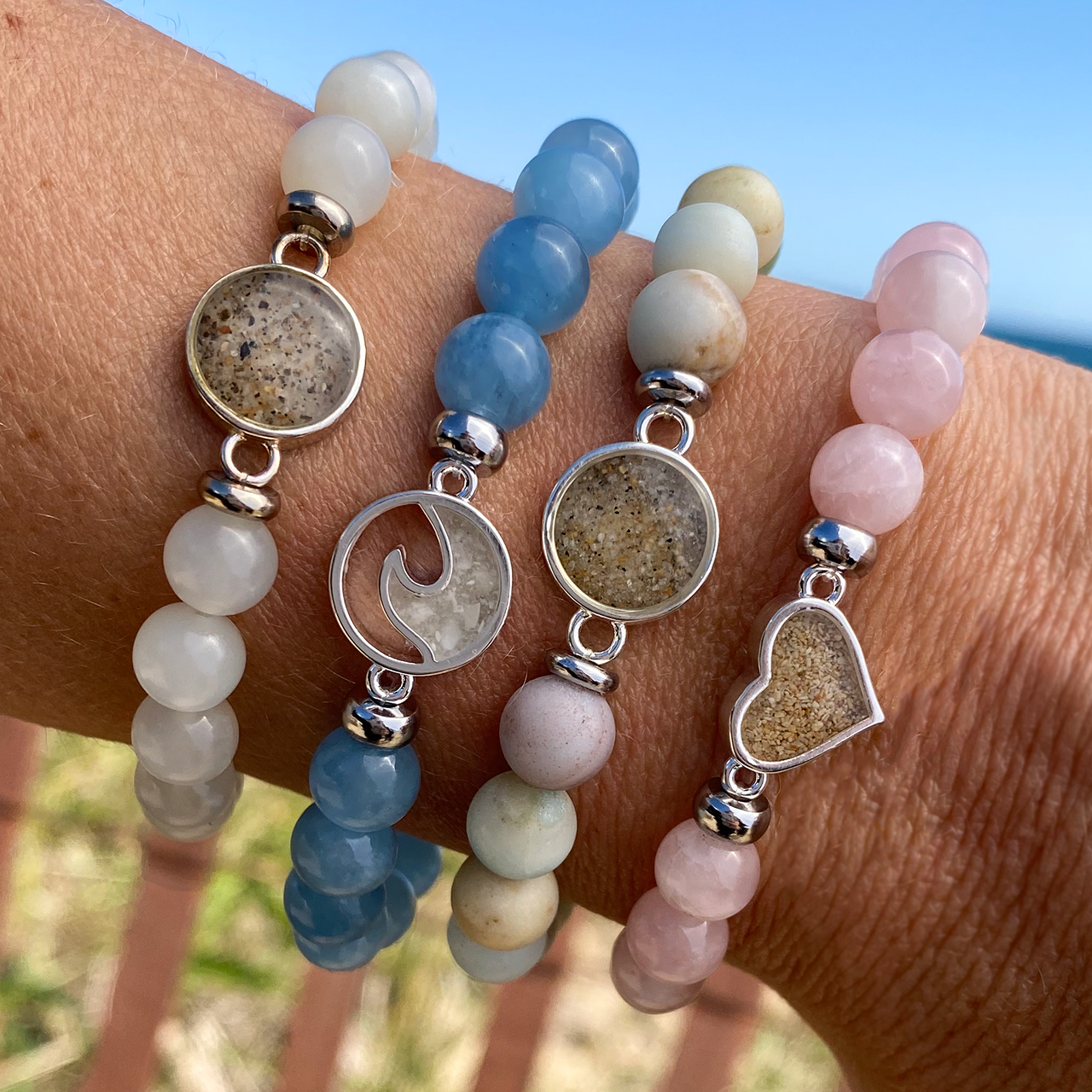 Beaded bracelet stack, great summer jewelry by Dune Jewelry.