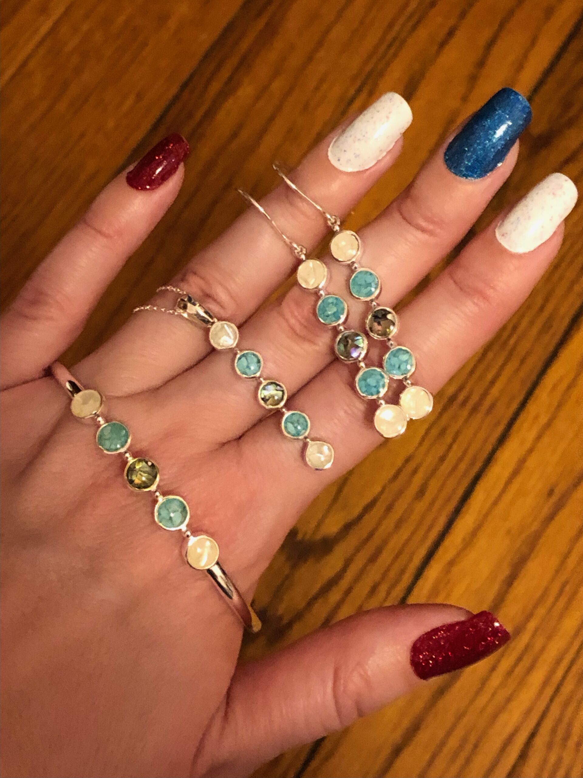 Endless Summer cuffs and Endless Summer bar drop earrings by Dune Jewelry.