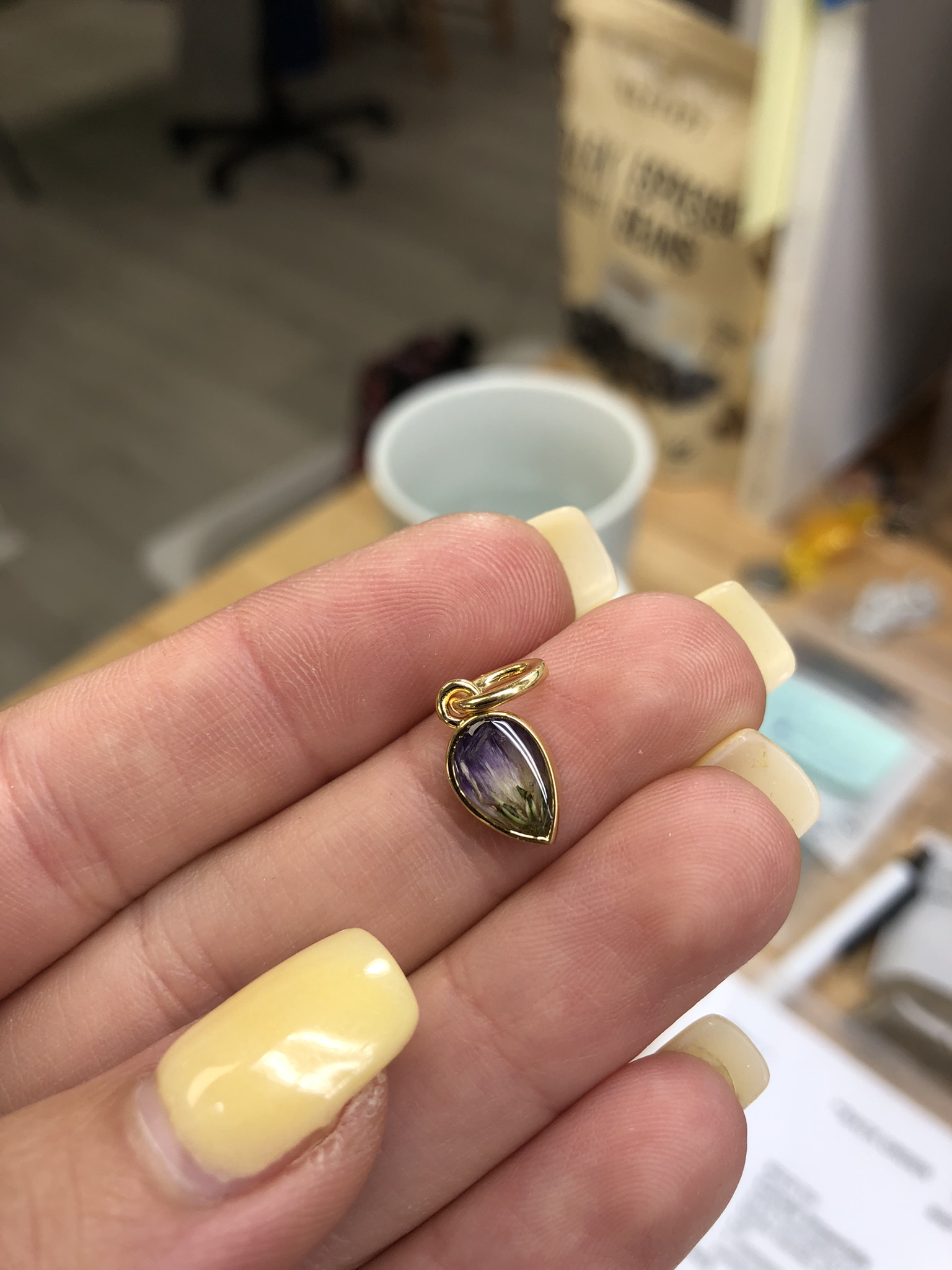 Purple flower bezel by Dune Jewelry