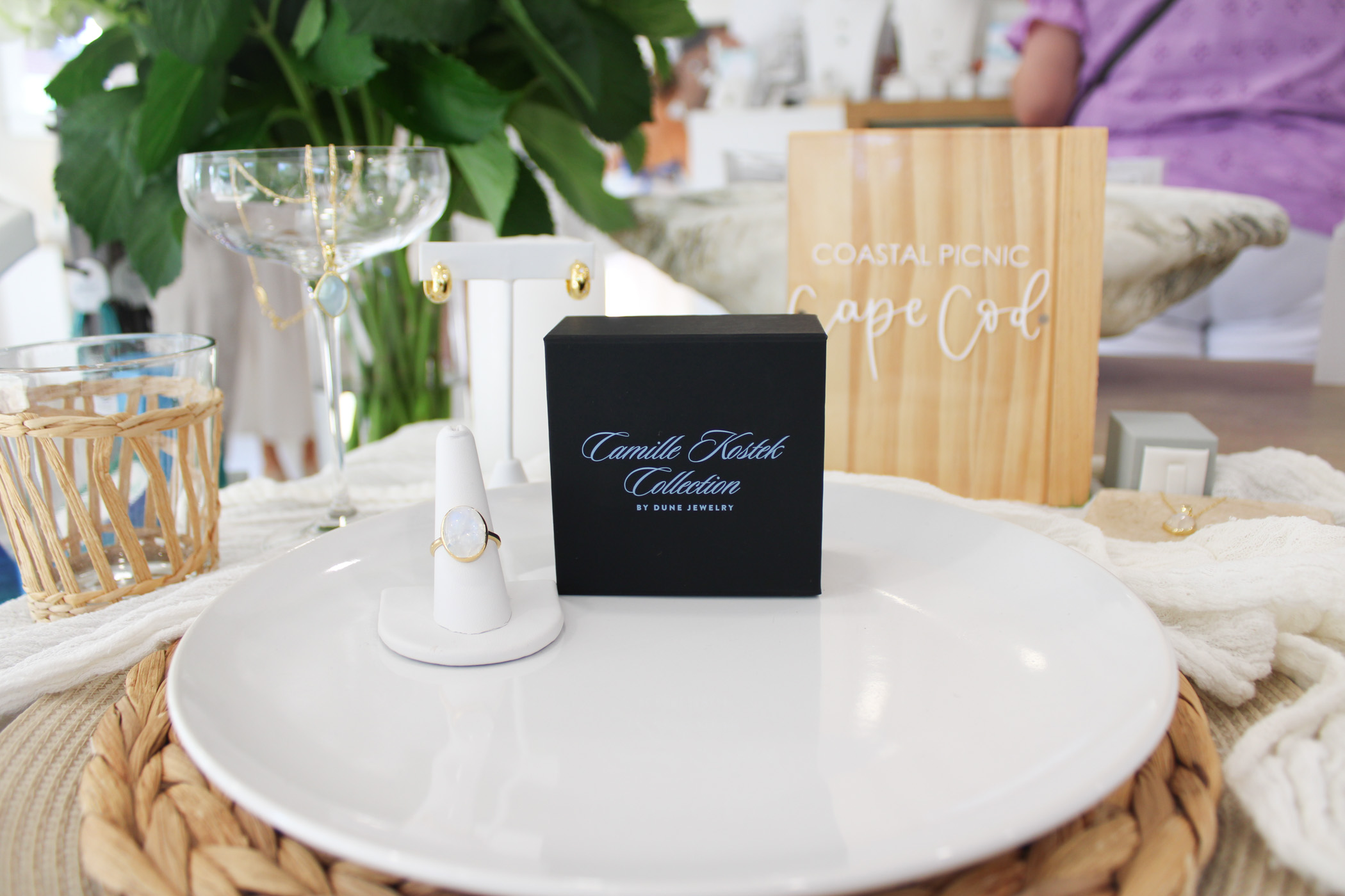 Cape Coastal Picnic table display and Dune Jewelry new boxes.