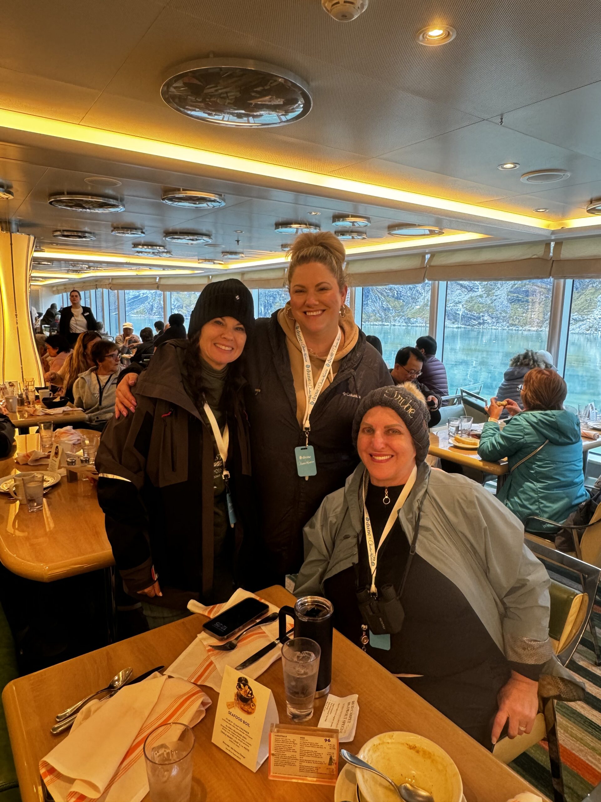 Christine Kesteloo, Ally G, and a Dune Travel attendee. Friendships made on the Dune Travels cruise group trip.