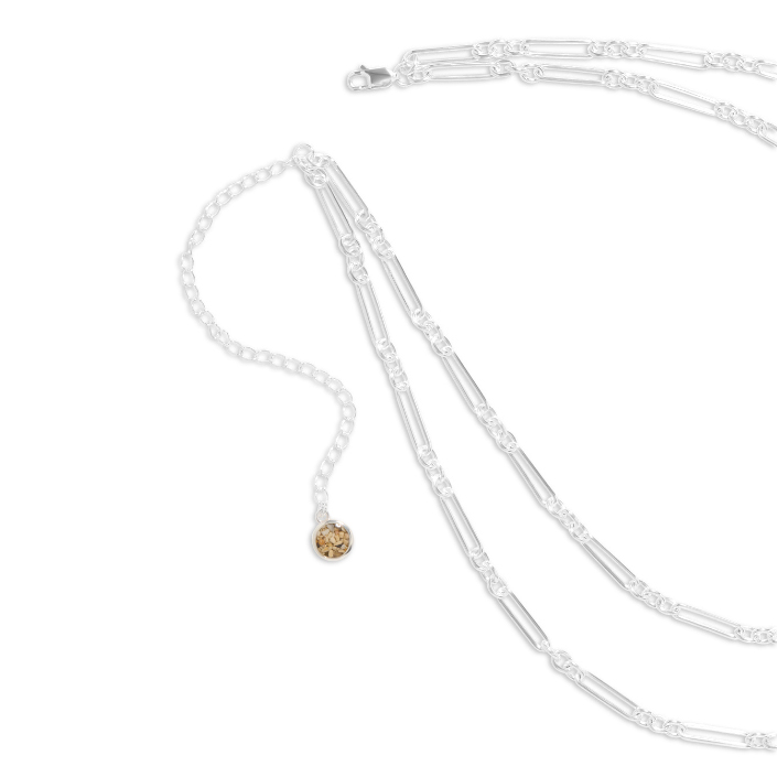 Double Chain Necklace with Hidden Element Bezel