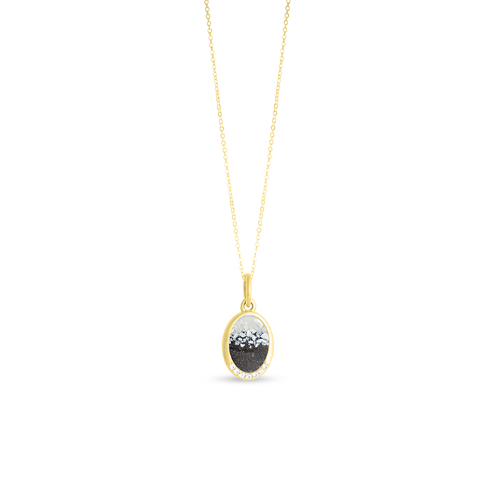 Oval Pendant with White Topaz - Mother of Pearl Gradient