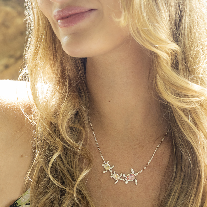 Sea Turtle Family Stationary Necklace
