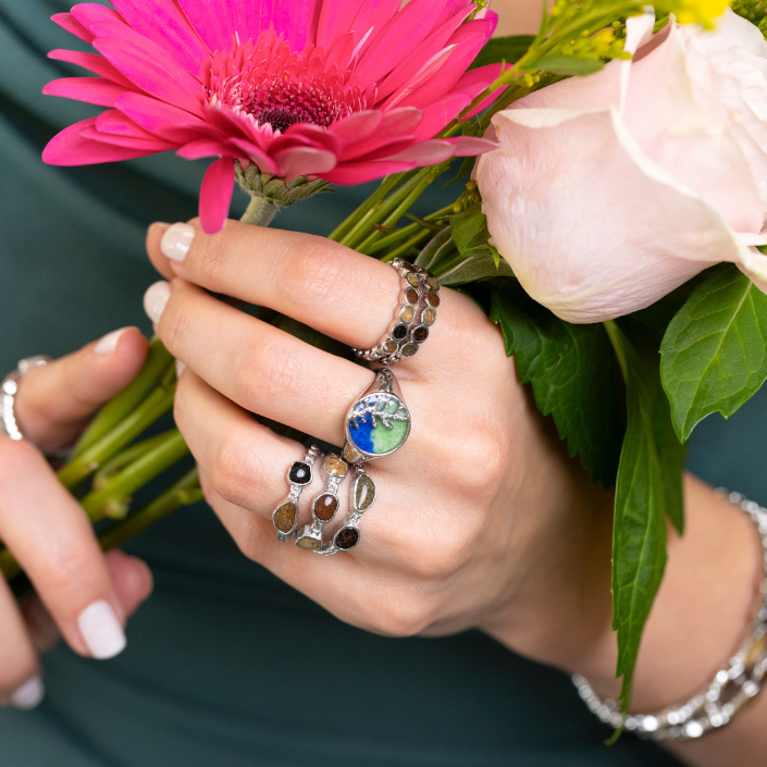 &earth - Our Planet Stacker Ring - Silver