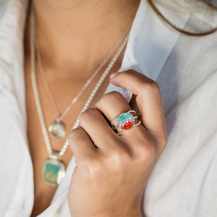 Boho Ring - Round - Ocean Gradient