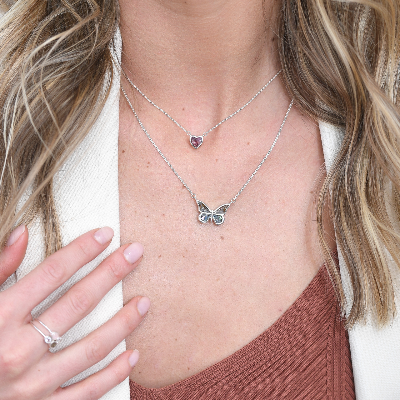 Butterfly Stationary Necklace by Nicole Michelle | Sterling Silver | Dune Jewelry