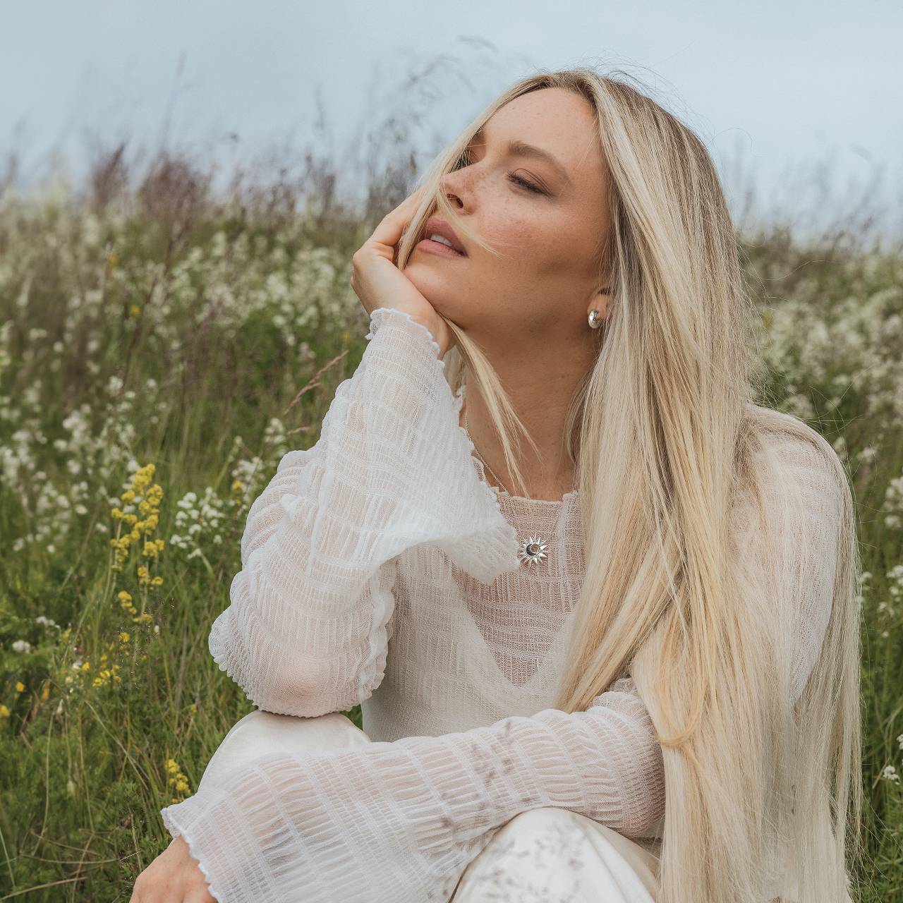 Small size 14k gold vermeil and cultured diamond hoop earrings inspired by the stars and the galaxy. Designed with Camille Kostek. 