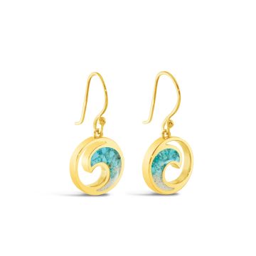Wave Drop Earrings - 14k Gold Vermeil - Turquoise Gradient