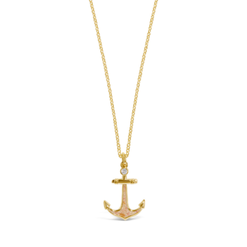Explorer Anchor Necklace with Cubic Zirconia - Gold