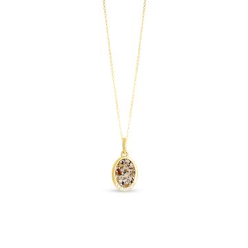 Oval Necklace with White Topaz - Dune Gold