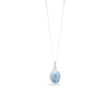 Oval Necklace with White Topaz - Larimar