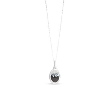Oval Necklace with White Topaz - Dune Silver - Mother of Pearl Gradient