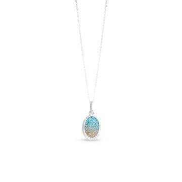 Oval Necklace with White Topaz - Dune Silver - Turquoise Gradient