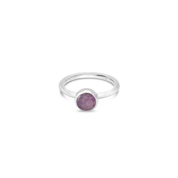 Birth Month Power Stone Stacker Ring - Round - February - Amethyst