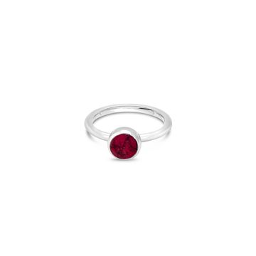 Birth Month Flower Stacker Ring - Round - June - Rose