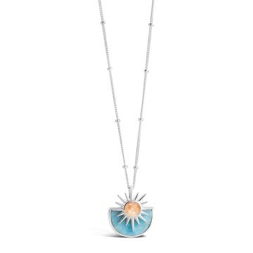 Sun Splash Necklace Larimar and Orange Jingle Shell