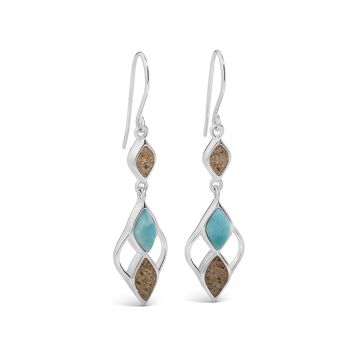 Tidepoint Drop Earrings - Larimar & Sand