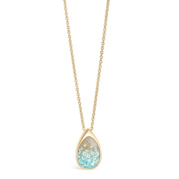 BC - Teardrop Necklace - 14k Gold Vermeil - Diamond & Turquoise Gradient