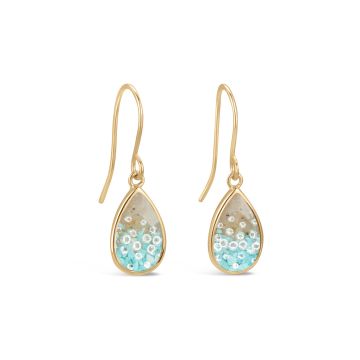 BC - Teardrop Earrings - 14k Gold Vermeil - Diamond & Turquoise Gradient