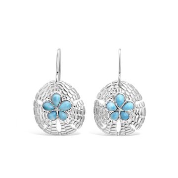 Sand Dollar Drop Earrings Larimar | Dune Jewelry