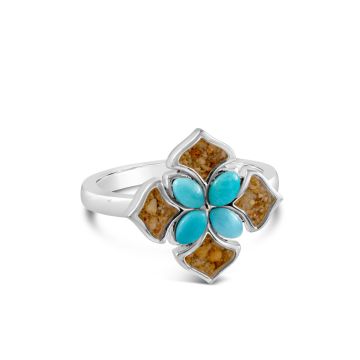 BC - Boho Bloom Ring Larimar and Sand
