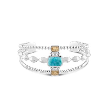 Boho Cuff Bracelet - Larimar and Sand