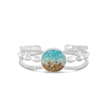 Boho Cuff Bracelet - Round - Dune Silver - Ocean Gradient