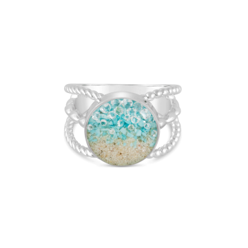 Boho Ring - Round - Diamond, Turquoise & Caribbean