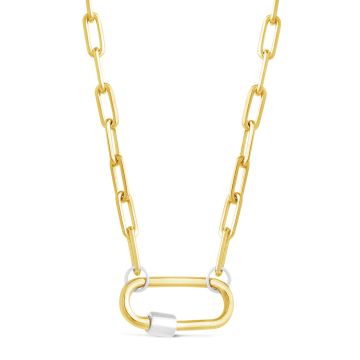 Sleek 14k gold vermeil carabiner clasp and paperclip chain necklace perfect for minimalistic and elegant outfits. Wardrobe essential.