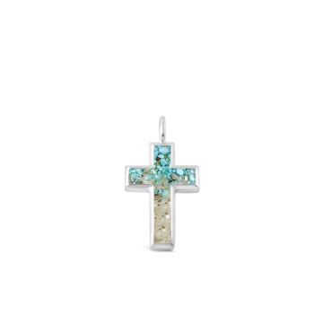 Cross Charm - Dune Silver - Turquoise Gradient