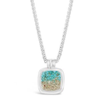 Cushion Cut Nautical Necklace - Dune Silver - Turquoise Gradient