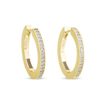 Diamond Hoop Earrings 20mm - 14k Yellow Gold