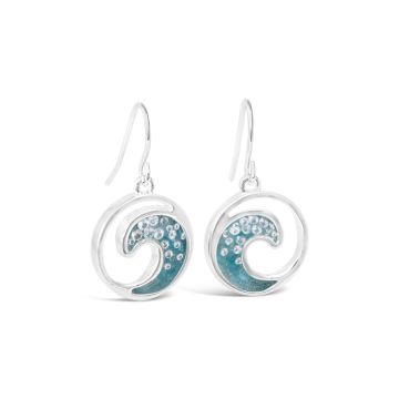 Real Apatite & Natural Diamond Crescent Wave Drop Earrings in Sterling Silver, luxury ocean-inspired jewelry by Dune Jewelry.