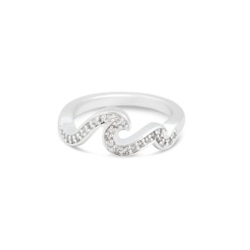 Diamond Double Wave Ring - 14k White Gold