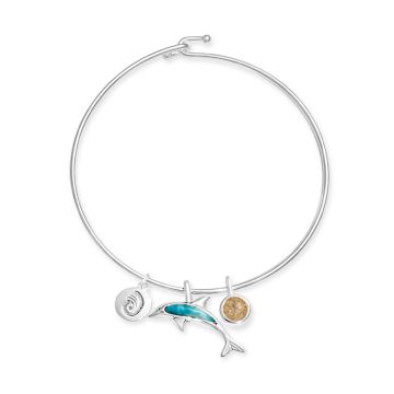 Dolphin Bangles with Larimar and Beach Sand, custom bangle bracelets