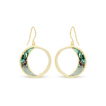 Eclipse Drop Earrings by Tiffany Rice - Dune Gold - Abalone Gradient