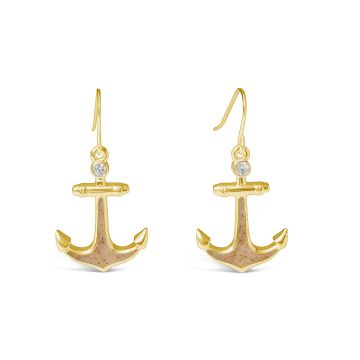 Explorer Anchor Earrings with Cubic Zirconia - Gold