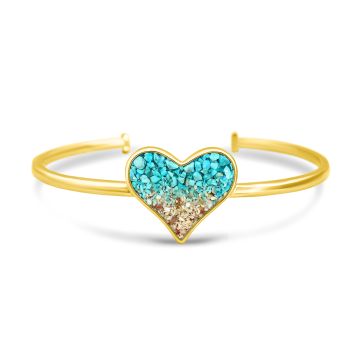 Explorer Heart Cuff Bracelet - Gold - Turquoise Gradient