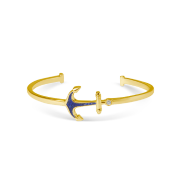 Explorer Anchor Cuff Bracelet with Cubic Zirconia - Gold