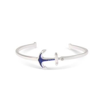 Explorer Anchor Cuff Bracelet with Cubic Zirconia - Silver