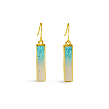 Explorer Bar Earrings - Gold - Turquoise Gradient