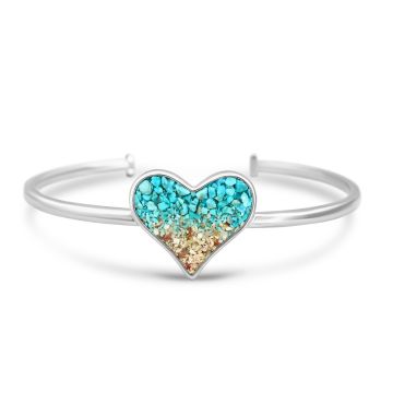 Explorer Heart Cuff Bracelet - Silver - Turquoise Gradient