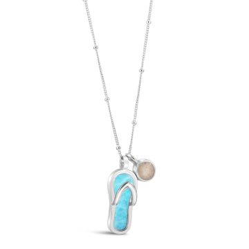 Flip Flop Necklace Larimar and Sand