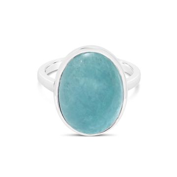 Camille Kostek jewelry, ice blue aquamarine cabochon ring.
